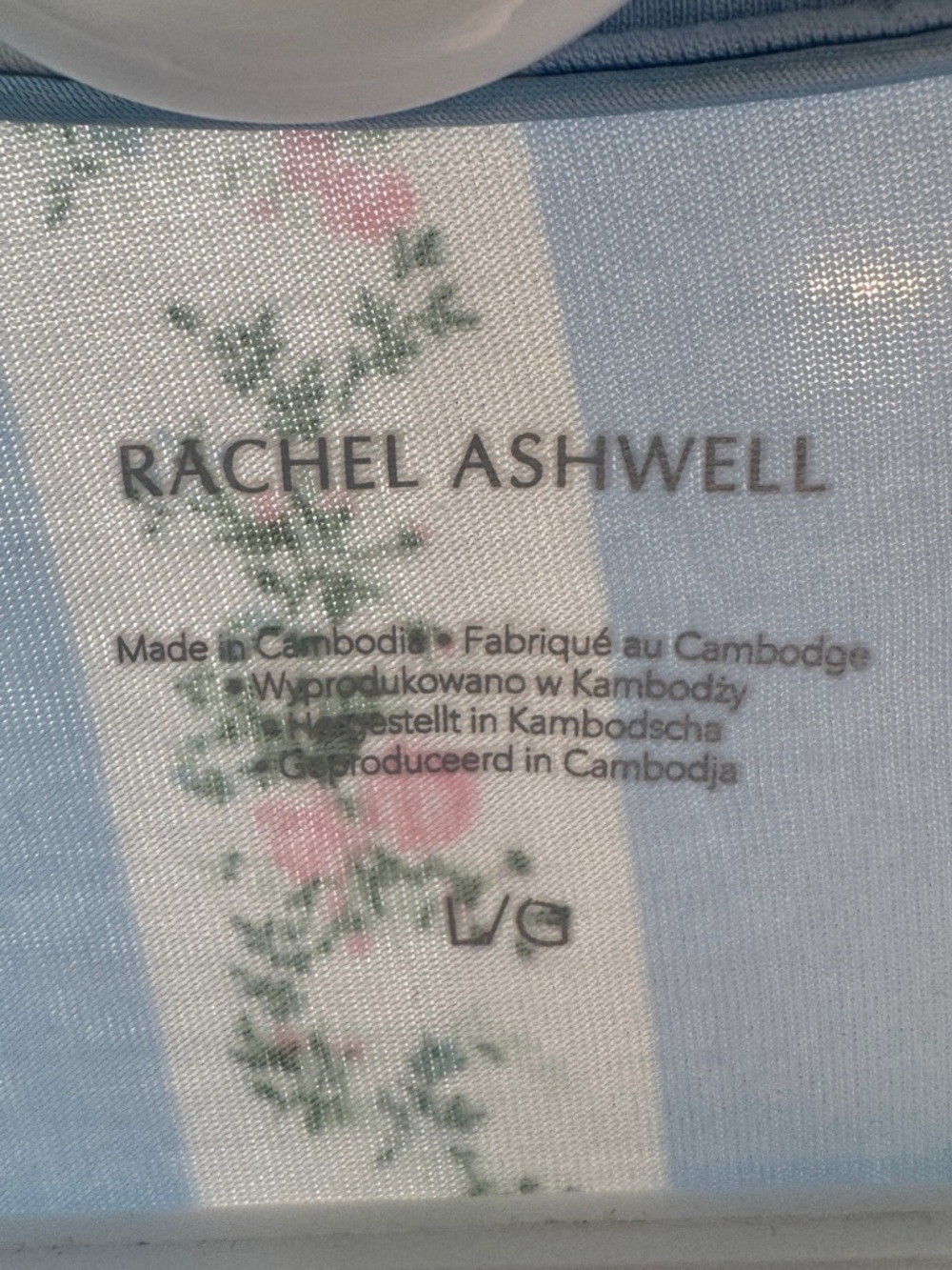 Rachel Ashwell Blue Floral Stripe Pajama Set Size L/G - Picture 4 of 8